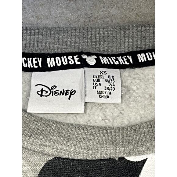 Disney Mickey Mouse Faces Pullover Crewneck Sweatshirt Gray Women’s X-Small 2/4 - Picture 8 of 11